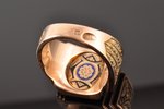 кольцо, в футляре, золото, эмаль, 585 проба, 20.95 г., размер кольца 20.25, 20-е годы 20го века, Лат...