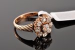 a ring, gold, 585 standart, 3.34 g., the size of the ring 17.5, diamonds (old cut), (1) 0.23 ct; 8 x...