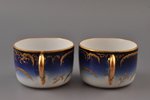 2 tea pairs, porcelain, M.S. Kuznetsov manufactory, Russia, the beginning of the 20th cent., Ø (sauc...