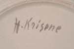 decorative plate, porcelain, sculpture's work, J.K. Jessen manufactory, handpainted by Helena Krison...