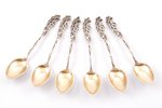 set of mocca spoons, silver, 6 pcs., 84 ПТ standard, 106.95 g, 11.5 cm, Europe...