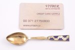 set of 6 teaspoons, silver, 875 standart, cloisonne enamel, gilding, 1971, 91.55 g, Leningrad Jewelr...