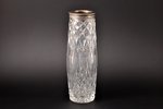 a vase, silver, crystal, 875 standard, h 27 cm, Moscow Jewelry Factory, 1965, Moscow, USSR...