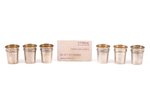 set of 6 beakers, silver, 950 standard, 66.90 g, h 4.1 cm, France...