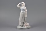 pair of figurines, "Harvesting Potatoes", "Young woman with bucket", porcelain, Riga (Latvia), USSR,...