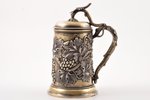 mug, silver, 84 standard, 378.65 g, gilding, h 15.5 cm, by Carl Gustav Ekqvist, 1861, St. Petersburg...