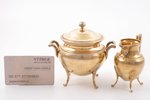sugar-bowl, cream jug, silver, 950 standart, gilding, the border of the 19th and the 20th centuries,...