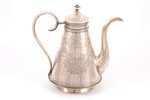 teapot, silver, 84 standard, silver weight 473.10, engraving, h 18.5 cm, by Ikonnikov S. M., 1880, M...