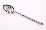 teaspoon, silver, 924, 88 ПТ standard, 15.15 g, enamel, 11.7 cm, Denmark...
