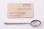 teaspoon, silver, 924, 88 ПТ standard, 15.15 g, enamel, 11.7 cm, Denmark...