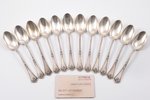 set of 12 teaspoons, silver, 950 standart, the beginning of the 20th cent., 307.50 g, France, 14 cm...