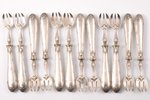 set of 12 oyster forks, metal, silver, 950 standart, the 19th cent., (total) 347.30g, France, 14.5 c...