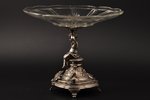 fruit dish, silver, glass, 950 standart, the beginning of the 20th cent., (total) ~1300 g, France, h...