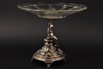 fruit dish, silver, glass, 950 standart, the beginning of the 20th cent., (total) ~1300 g, France, h...