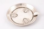 ashtray, silver, 875 standard, 45.95 g, Ø 10.1 cm, by J. Bētiņš, the 20-30ties of 20th cent., Riga,...