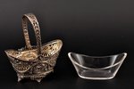 caviar server(?), silver, with glass inlay, 800 standart, silver weight 108.15g, Germany, h (with ha...