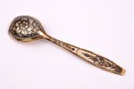 sugar spoon, silver, 875 standard, 23.05 g, niello enamel, gilding, 13.1 cm, The "Severnaya Chern" f...
