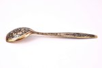 sugar spoon, silver, 875 standard, 23.05 g, niello enamel, gilding, 13.1 cm, The "Severnaya Chern" f...