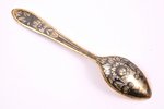teaspoon, silver, 875 standard, 25.40 g, niello enamel, gilding, 14 cm, The "Severnaya Chern" factor...