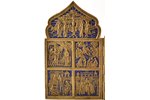 icon with foldable side flaps, Great Feasts, copper alloy, 1-color enamel, Russia, the border of the...