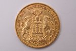 20 марок, 1899 г., J, Гамбург, золото, Германия, 7.93 г, Ø 22.6 мм, XF...