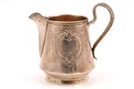 cream jug, silver, 84 standard, 130.80 g, engraving, h 9.9 cm, by Ilya Shchetinin, 1880-1890, Moscow...