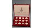 комплект, посвящённый Олимпиаде 1980-го года в Москве, 28 монет, серебро, СССР, AU...