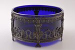 жардиньер, серебро, синее стекло, 950 проба, 1905-1923 г., (общий) 1500 г, Charles Barrier, Париж, Ф...