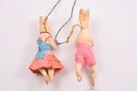 Christmas tree toy, Pair of rabbits, the 1st half of the 20th cent., 9 cm...