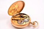 pocket watch, France, gold, 18 K standart, 21.27 g, 3.8 x 3 cm, Ø 27 mm, working well...