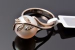комплект, кольцо, серьги, кулон, золото, 750 проба, размер кольца 16.5-17, бриллиант, культивированн...