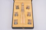 set of carafe and 6 little glasses, silver, glass, 950 standart, France, h (carafe) 25.6 cm, h (glas...