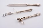 meat carving set, silver, 3 items, 950 standard, total weight of items 364.70, metal, 32.7 / 27.7 /...