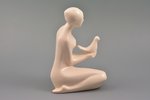 figurine, Girl with a Dove, faience, Riga (Latvia), sculpture's work, by Levon Agadzanjan, the 60ies...