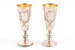 pair of little glasses, silver, 84 standard, 54.70 g, engraving, h 8.2 cm, 1896-1907, Moscow, Russia...