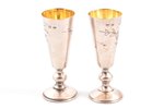 pair of little glasses, silver, 84 standard, 54.70 g, engraving, h 8.2 cm, 1896-1907, Moscow, Russia...