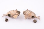 besamim - spice boxes, 2 pcs., silver, judaica, "Fish", 915 standart, the 20th cent., 46.70 g, Spain...