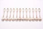 set of 12 oyster forks, silver, 950 standart, 1883-1911, 290.30 g, Alphonse Debain, France, 13 cm...