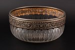 конфетница, серебро, стекло, 950 проба, Ø 19 см, Louis Ravinet & Charles Denfert, 1891-1912 г., Пари...