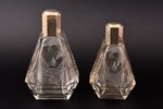 парфюмерный комплект, серебро, стекло, 2 флакона, Ар-деко, 800 проба, h 16 / 13.7 см, начало 20-го в...
