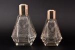 perfume set, silver, glass, 2 bottles, Art Deco, 800 standard, h 16 / 13.7 cm, the beginning of the...
