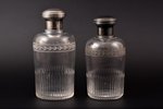 perfume set, silver, glass, 2 bottles, 950 standard, h 16 / 14.8 cm, by Gustave Keller, 1881-1922, P...