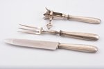 meat carving set, silver, 3 items, 950 standard, total weight of items 350.75, metal, 31.6 / 27.2 /...
