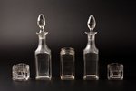 condiment set, silver plated, glass, Russia, Congress Poland, 26.7 x 10.2 x 25.4 cm, missing lid, ch...