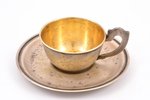 tea pair, silver, 875 standard, 100.60 g, engraving, h (cup with handle) 4 cm, Ø (plate) 10.7 cm, 19...