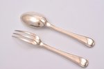 set of fork and tablespoon, silver, 950 standart, 1899-1972, 107.55 g, Lagriffoul & Laval, Paris, Fr...