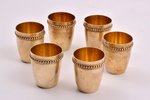 set of 6 beakers, silver, 950 standard, 107.25 g, h 4 cm, France...