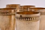 set of 6 beakers, silver, 950 standard, 107.25 g, h 4 cm, France...