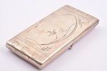 cigarette case, silver, 84 standard, 156.50 g, engraving, 11.2 x 6.4 cm, 1908-1917, Moscow, Russia...