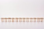 set of 12 beakers, silver, 950 standard, 247.90 g, h 4 cm, France...